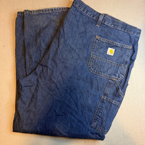 Carhartt Other - Carhartt Mens Loose Fit Carpenter Jeans Dark Wash Denim 54x32 Utility Pants Work